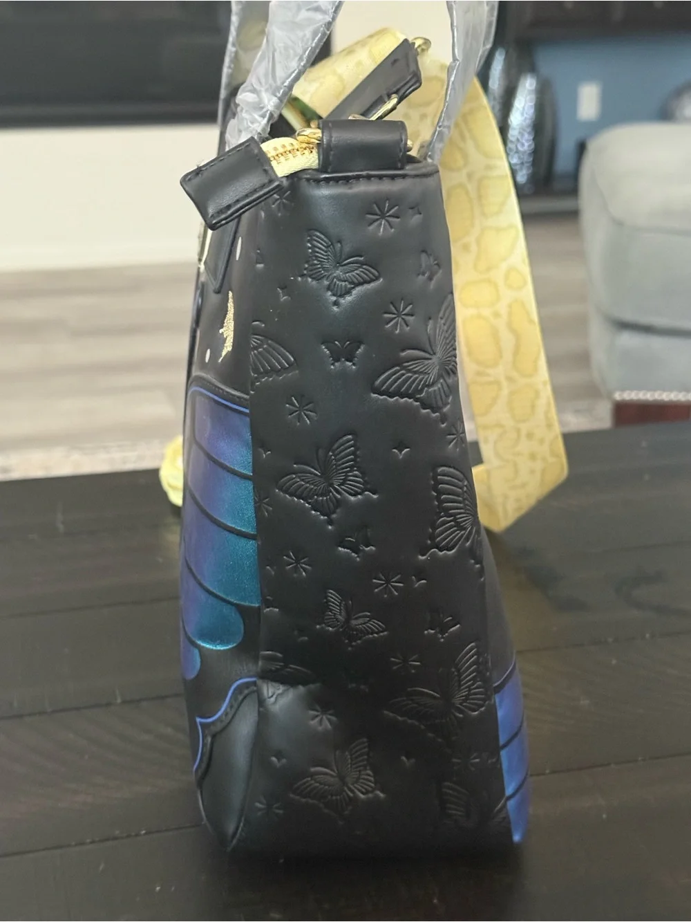 NWT Britney Spears Butterfly Print Loungefly Purse with Yellow Strap